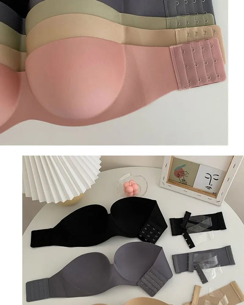 Women Sexy Bras Tube Top Seamless 1/2 Cup Brassiere Female Strapless Underwear Push Up Wireless Intimates Invisible Lingerie
