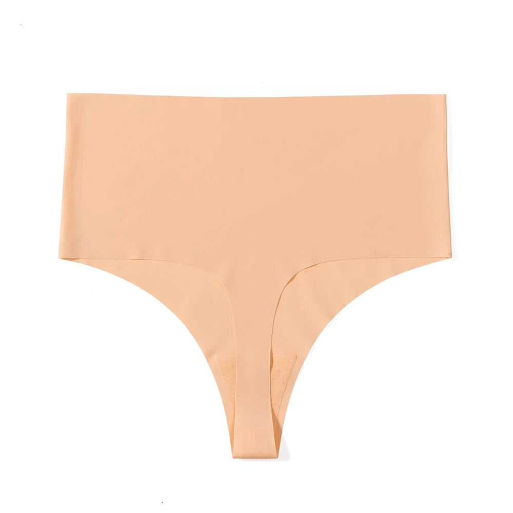 WarmSteps 10Pcs/Set High Waist Women's Thongs Panties Sexy Seamless Ice Silk Female Underwear Solid G-String Lingerie for Woman