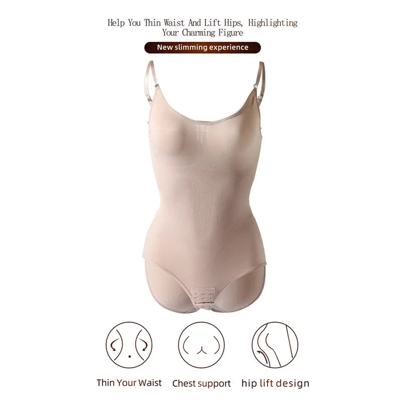 Seamless Shapewear Bodysuit For Women Tummy Control Butt Lifter Body Shaper Invisible Under Dress Slimming Strap Thong Underwear