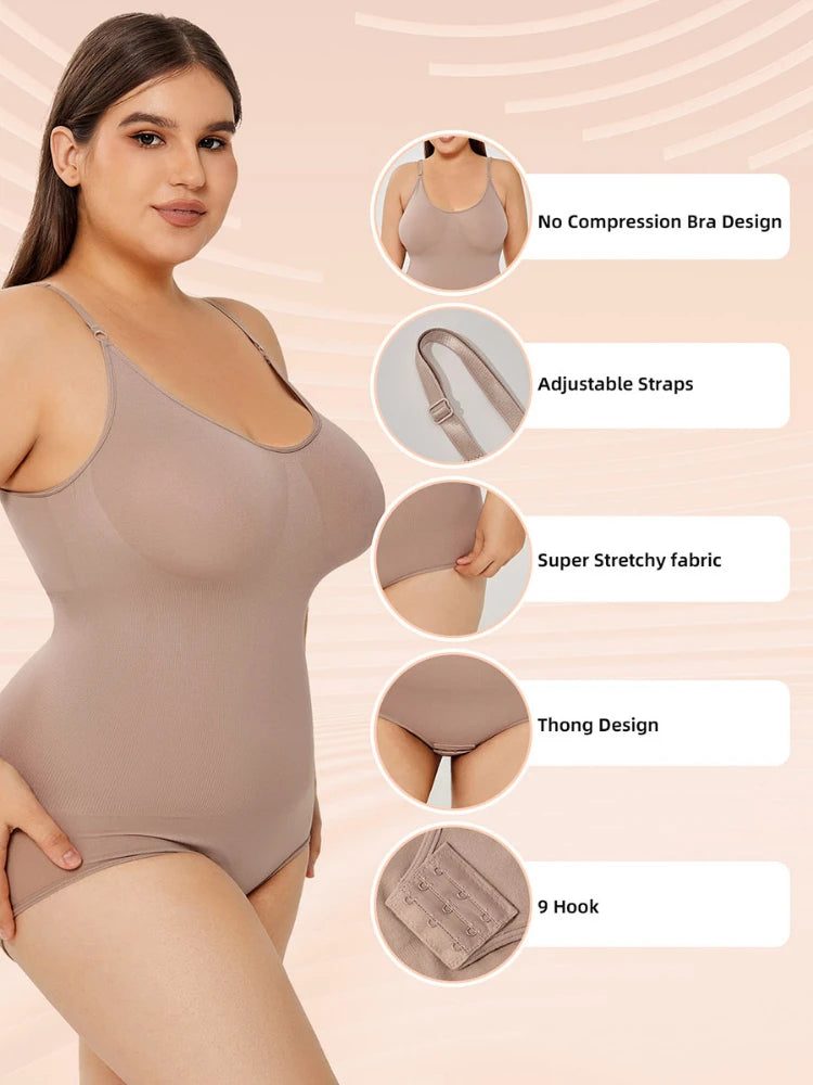 Plus Size Shapewear For Women Jumpsuit Tummy Control Full Bust Body Shaper Bodysuit Elastic Shape Seamless Smooth Rompers Oversized