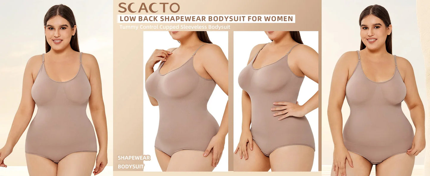 Plus Size Shapewear For Women Jumpsuit Tummy Control Full Bust Body Shaper Bodysuit Elastic Shape Seamless Smooth Rompers Oversized