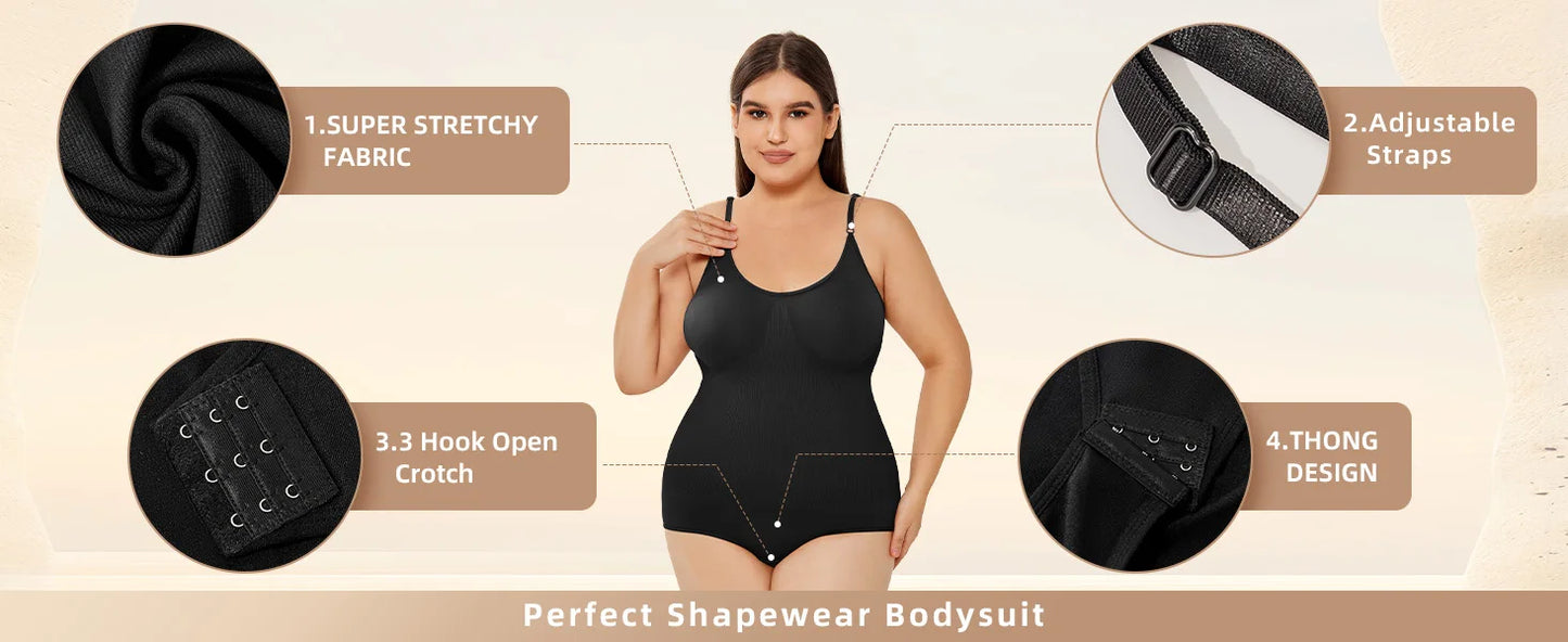 Plus Size Shapewear For Women Jumpsuit Tummy Control Full Bust Body Shaper Bodysuit Elastic Shape Seamless Smooth Rompers Oversized