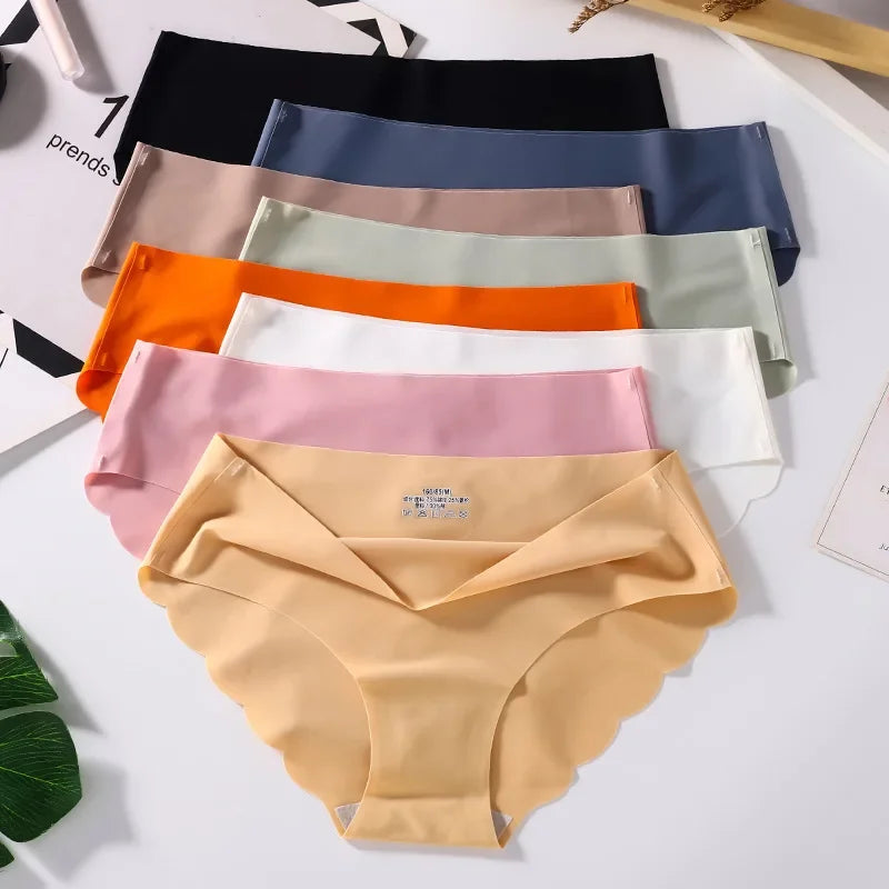 4 PCS/Lot Seamless Panties for Women Plain Panties Slip Silk Female Underwear Soft Thin Light Panti Culotte Femme Underpants