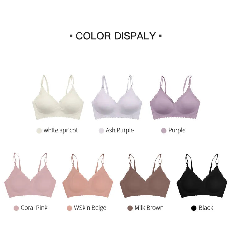 Hot Sale 9 Colors Comfy Bra WireFree Padded Wavy Edge Korea Laser Cutting Invisible Yoga Wear Ladies Bra Seamless Women Bra