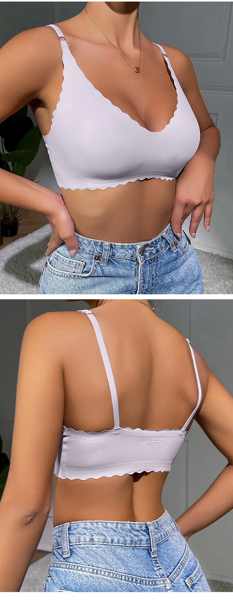 Hot Sale 9 Colors Comfy Bra WireFree Padded Wavy Edge Korea Laser Cutting Invisible Yoga Wear Ladies Bra Seamless Women Bra