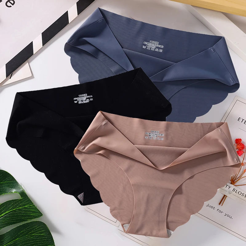 4 PCS/Lot Seamless Panties for Women Plain Panties Slip Silk Female Underwear Soft Thin Light Panti Culotte Femme Underpants